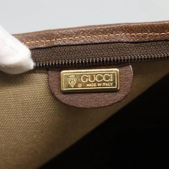 GUCCI GG Supreme Web Sherry Line Tote Bag PVC Beige Green Red Auth BA943 - Picture 11 of 16